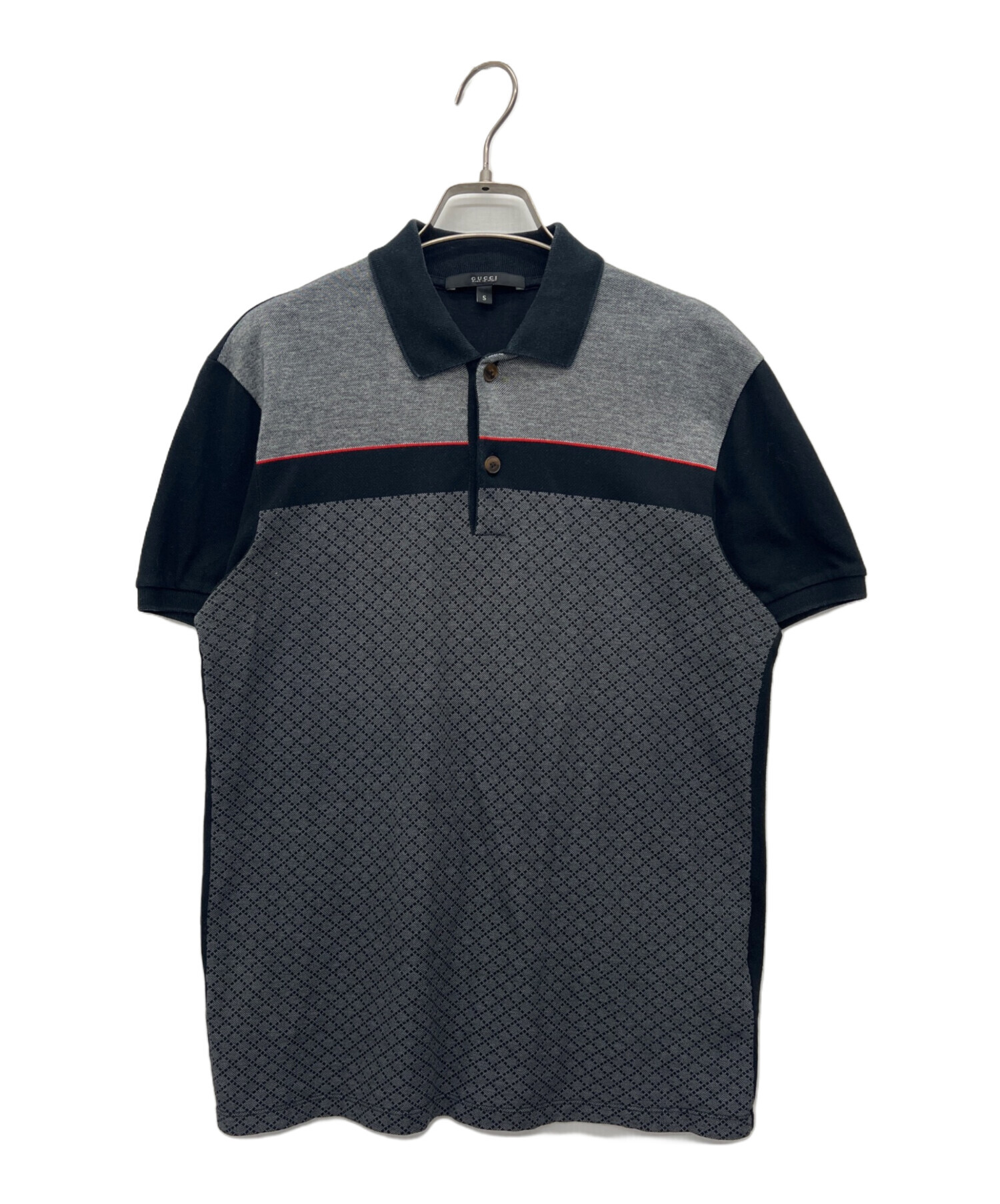 中古・古着通販】GUCCI (グッチ) ポロシャツ ブラック×グレー サイズ:S