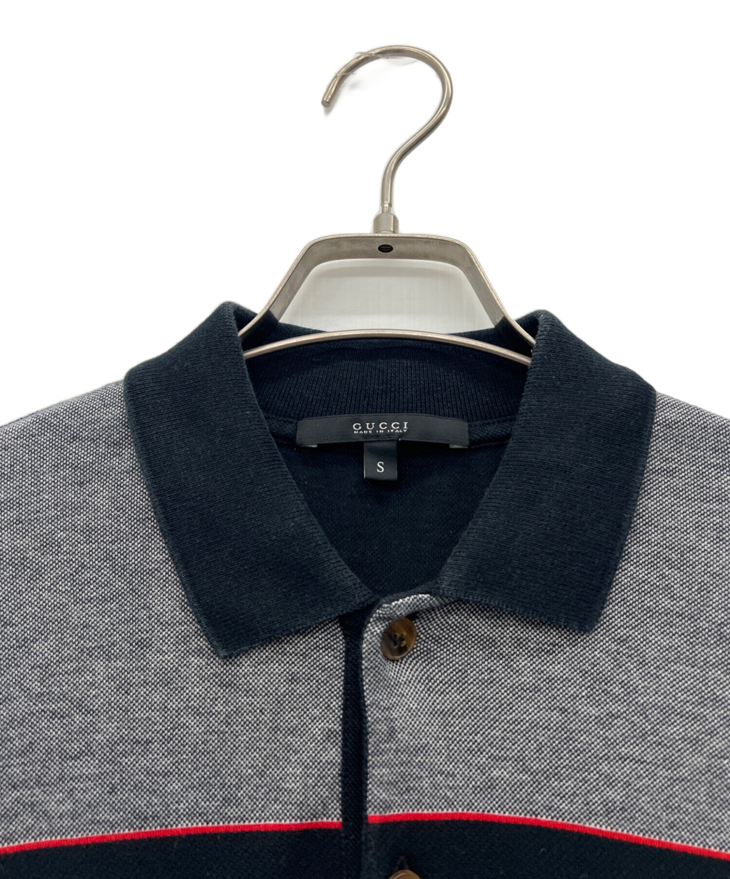 中古・古着通販】GUCCI (グッチ) ポロシャツ ブラック×グレー サイズ:S