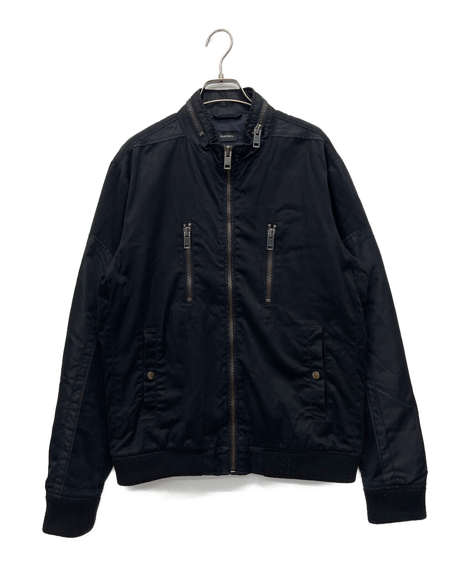 DIESEL ジップアップ ブルゾン ブラック 中古・古着通販】DIESEL (ディーゼル) ジップアップジャケット