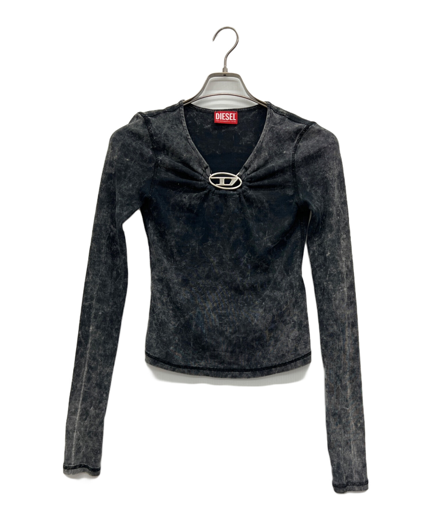 DIESEL ダークグレー 重ね着風長袖カットソー 中古・古着通販】DIESEL (ディーゼル) 長袖カットソー グレー サイズ:S