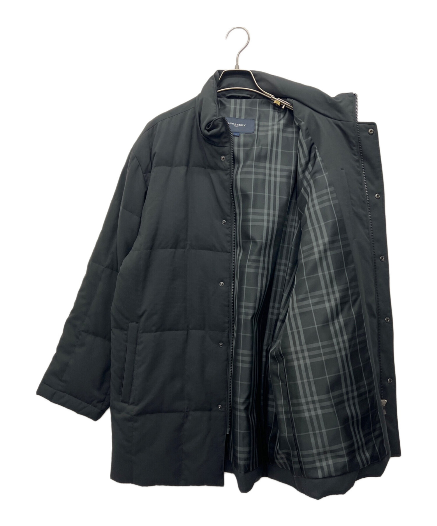 BURBERRY GOLF バーバリーゴルフ コート Lサイズ ブラック 中古・古着通販】BURBERRY GOLF (バーバリーゴルフ) ダウンコート