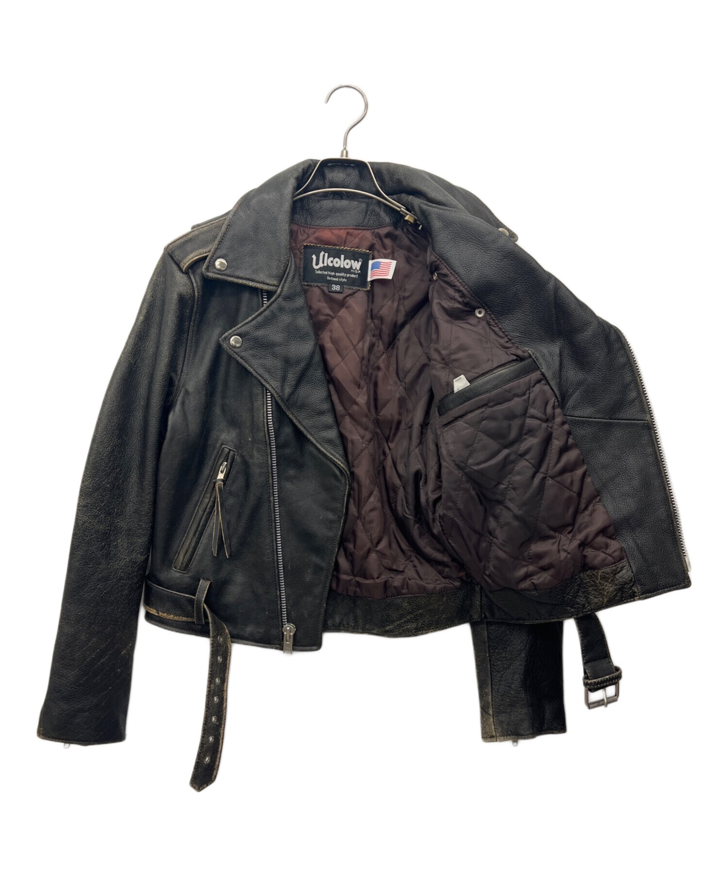 【ULCOLOW】本革 ライダース レザージャケット F 短丈 中古・古着通販】Ulcolow (アルコロウ) ライダースジャケット ブラック