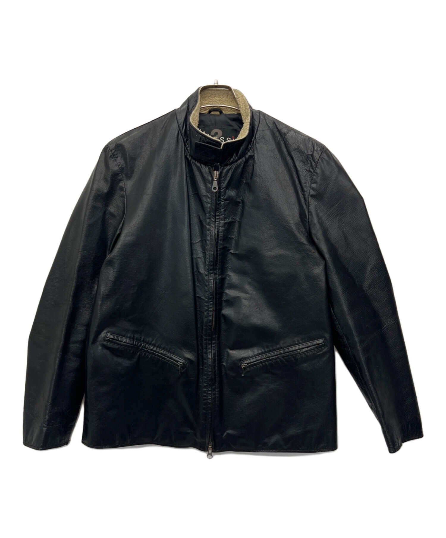 GUESS ブラック　レザー　シングルライダースコートライナー付き　L 中古・古着通販】GUESS (ゲス) シングルライダースジャケット ブラック