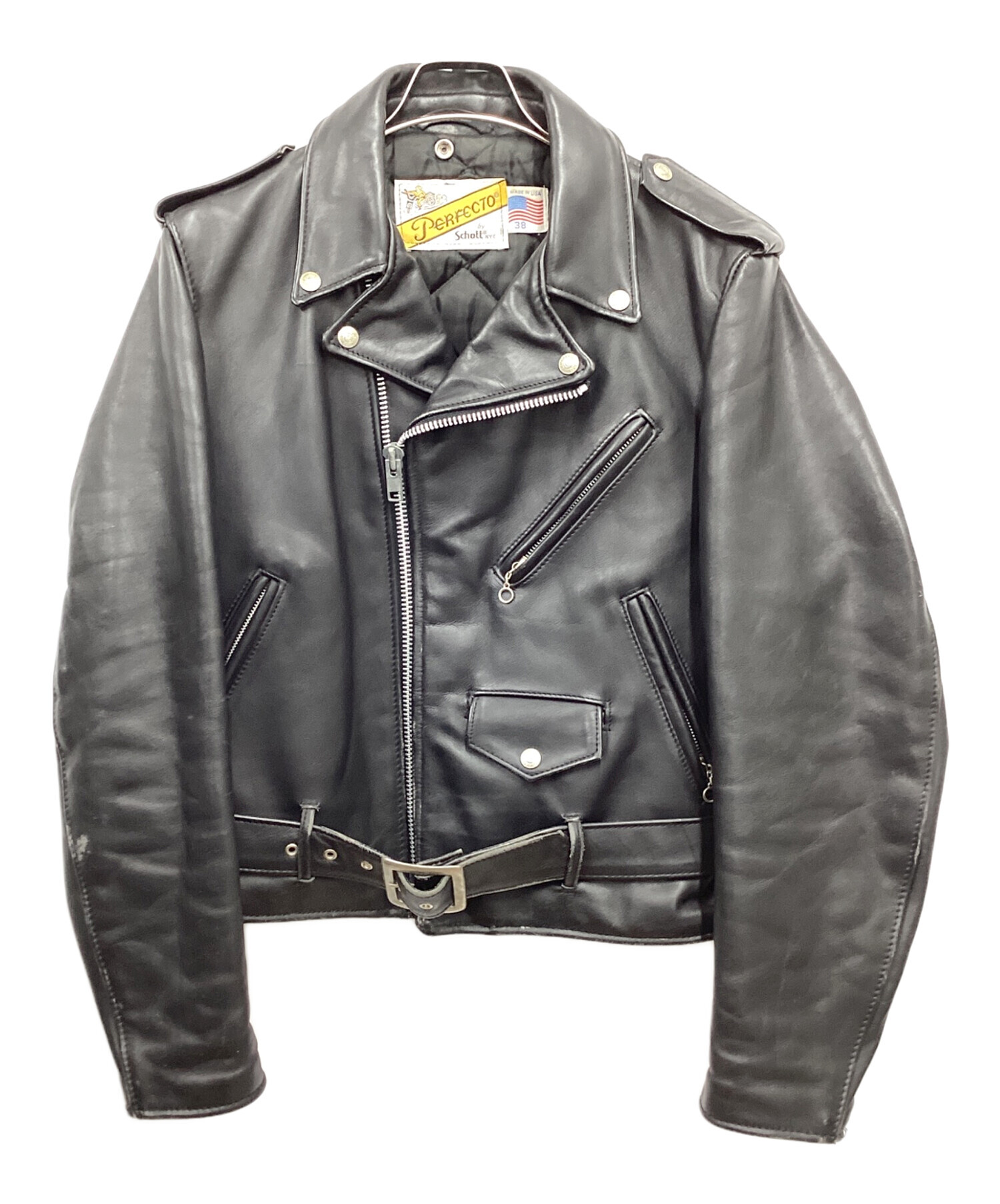 Schott Bros. Perfecto ブラックレザージャケット 38