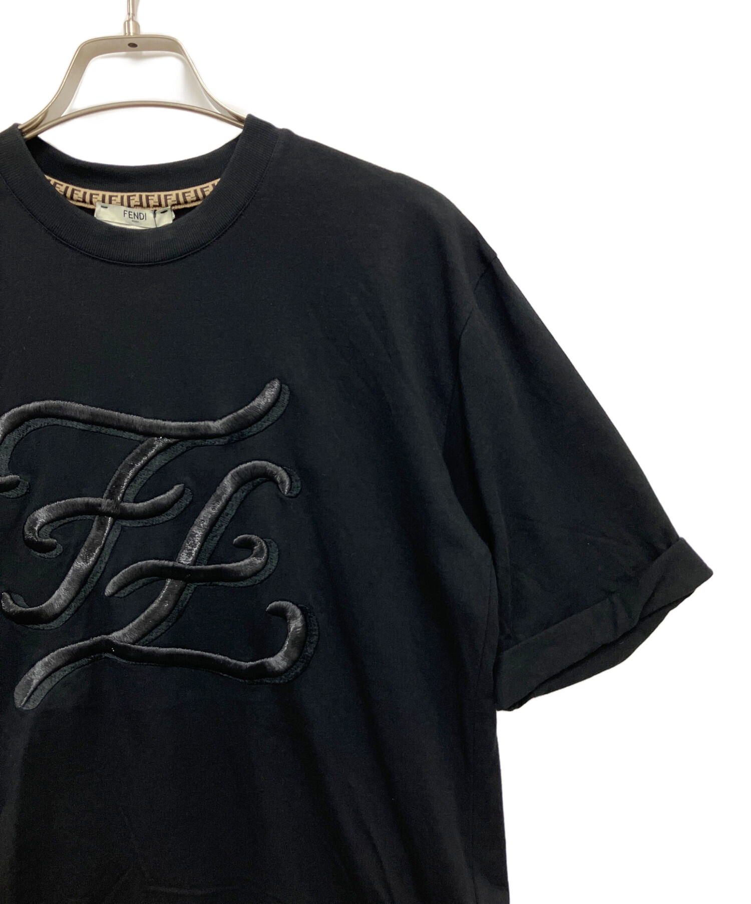 中古・古着通販】FENDI (フェンディ) カリグラフィーTシャツ ブラック