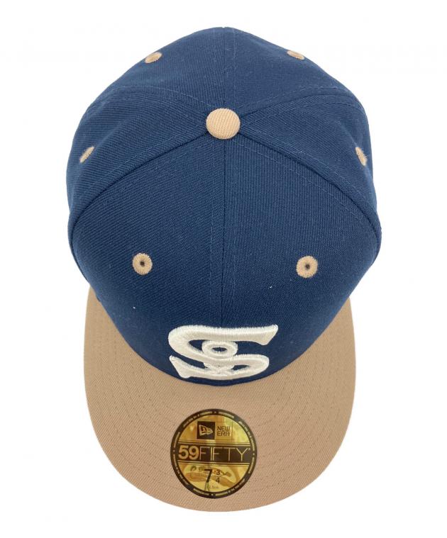 New Era 59FIFTY キャップ 7 1/2 ベージュ/ネイビー 中古・古着通販】New Era (ニューエラ) キャップ ネイビー×ベージュ