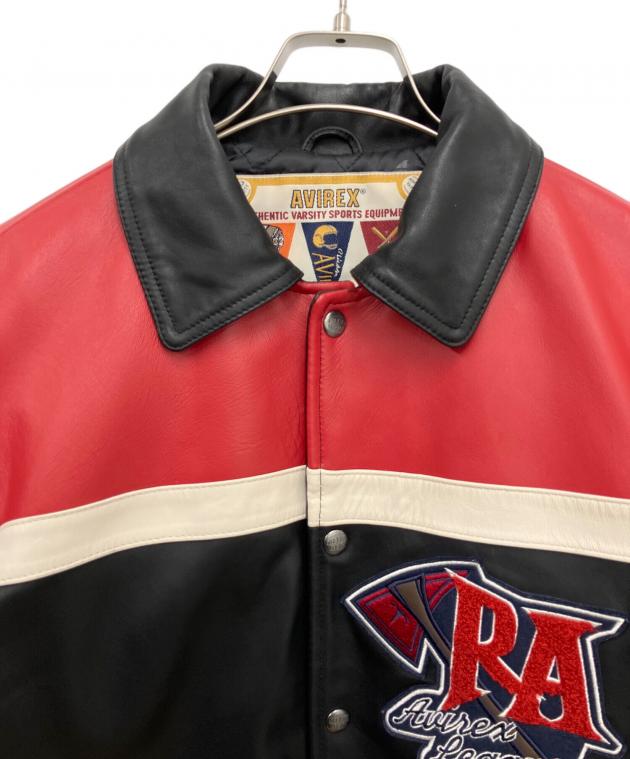AVIREXレザージャケット レッド 中古・古着通販】AVIREX (アヴィレックス) レザージャケット ブラック