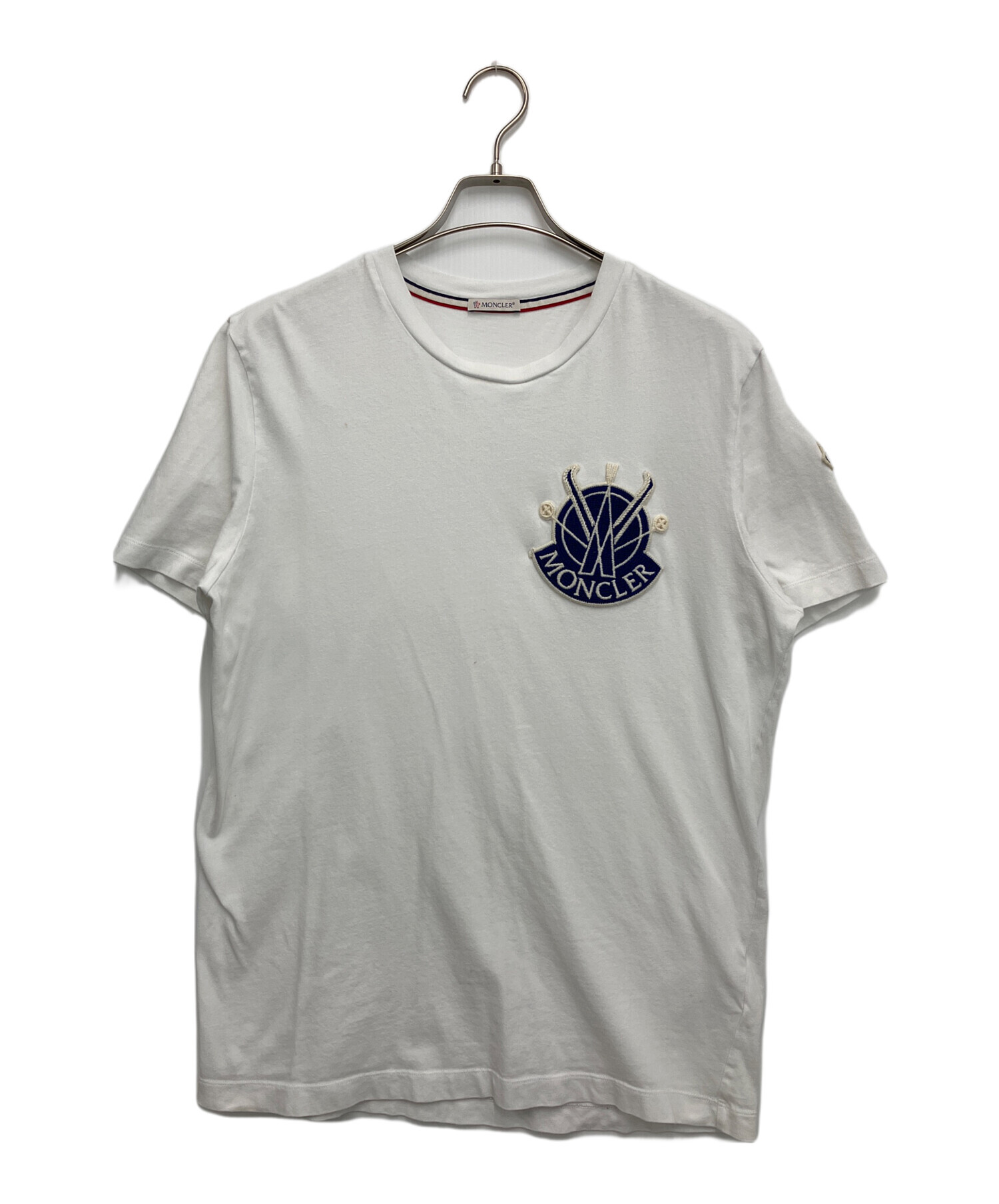良品 MONCLER モンクレール ロゴ刺繍 半袖 Tシャツ カットソー サイズM ホワイト レディース 古着 中古 USED 中古・古着通販】MONCLER (モンクレール) 半袖カットソー SS T SHIRT