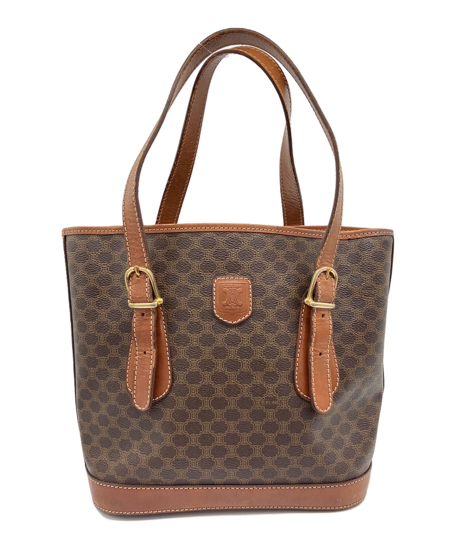 中古・古着通販】CELINE (セリーヌ) マカダム柄 ハンドバッグ ブラウン