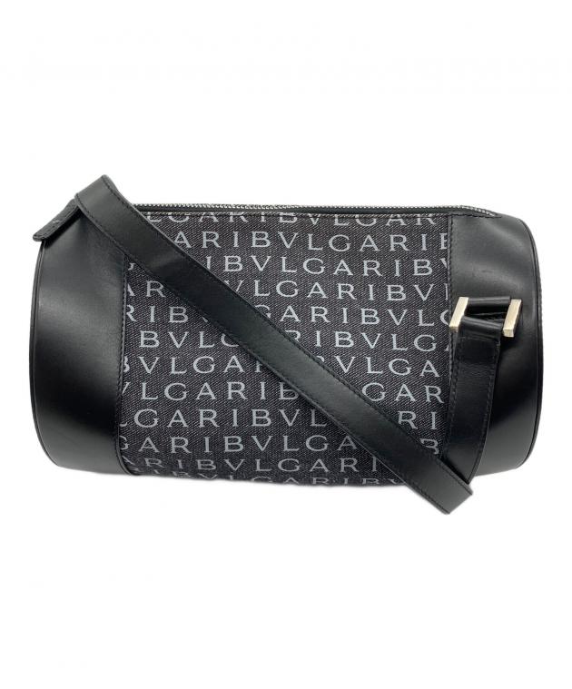 未使用保管品】ブルガリ ケース ロゴマニア 総柄 ロゴ金具 メンズ 黒