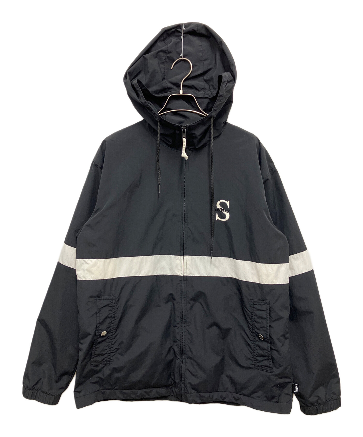 00s STUSSY ナイロンジャケット メキシコ製 L 刺繍ロゴ 黒 古着 中古・古着通販】stussy (ステューシー) ナイロンジャケット ブラック