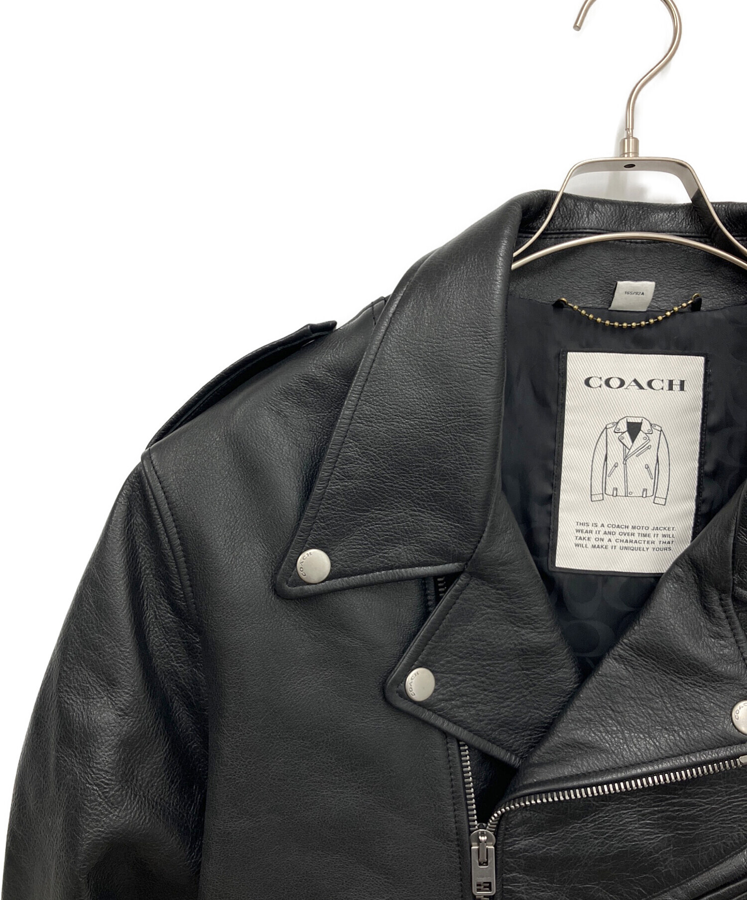 COACH ライダースジャケット　カウレザー　シボ革　M相当　黒　ブラック 中古・古着通販】COACH (コーチ) ダブルライダースジャケット ブラック