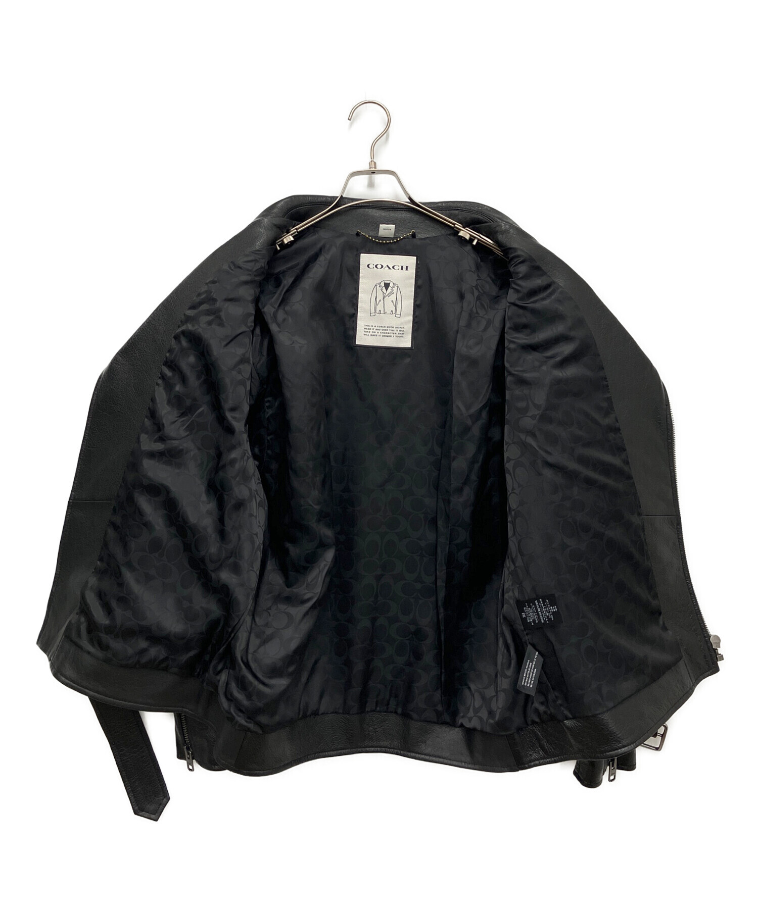 COACH シングルライダースジャケット ブラック 中古・古着通販】COACH (コーチ) ダブルライダースジャケット ブラック