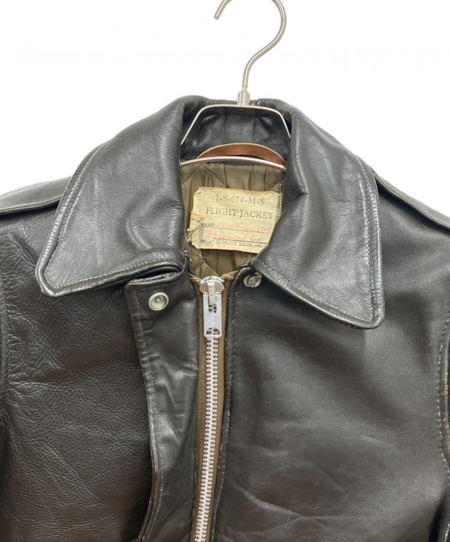 Schott Bros. フライトジャケット シルバー 中古・古着通販】SCHOTT BROS. (ショットブロス) レザーフライト