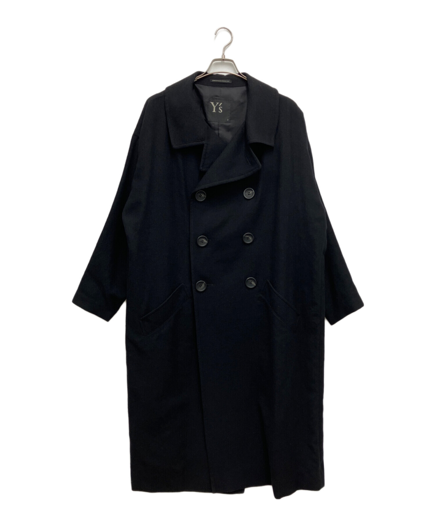 中古・古着通販】Y's (ワイズ) ウールコート ブラック サイズ:2