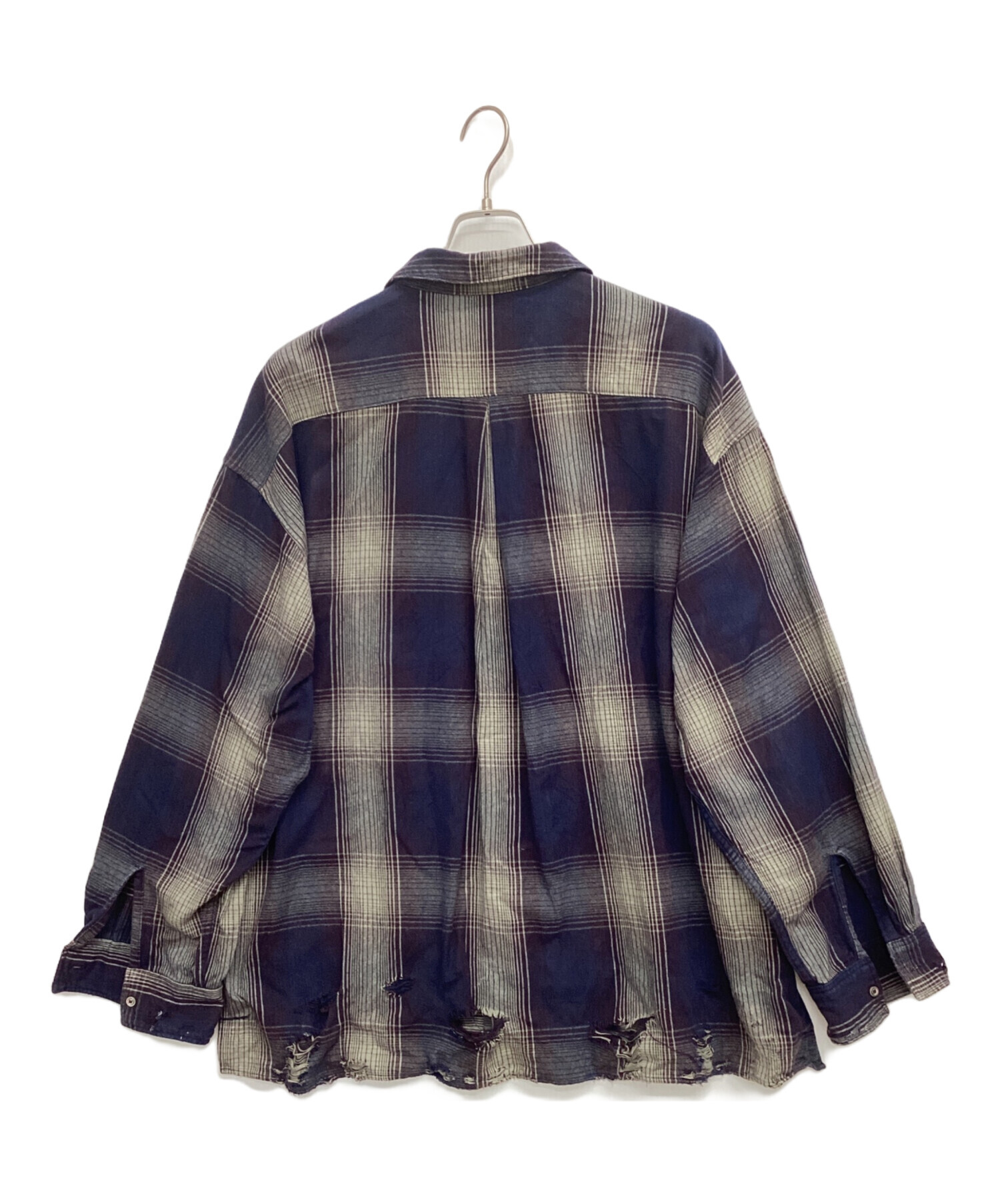 中古・古着通販】ANCELLM (アンセルム) Damaged Flannel CHECK Shirt