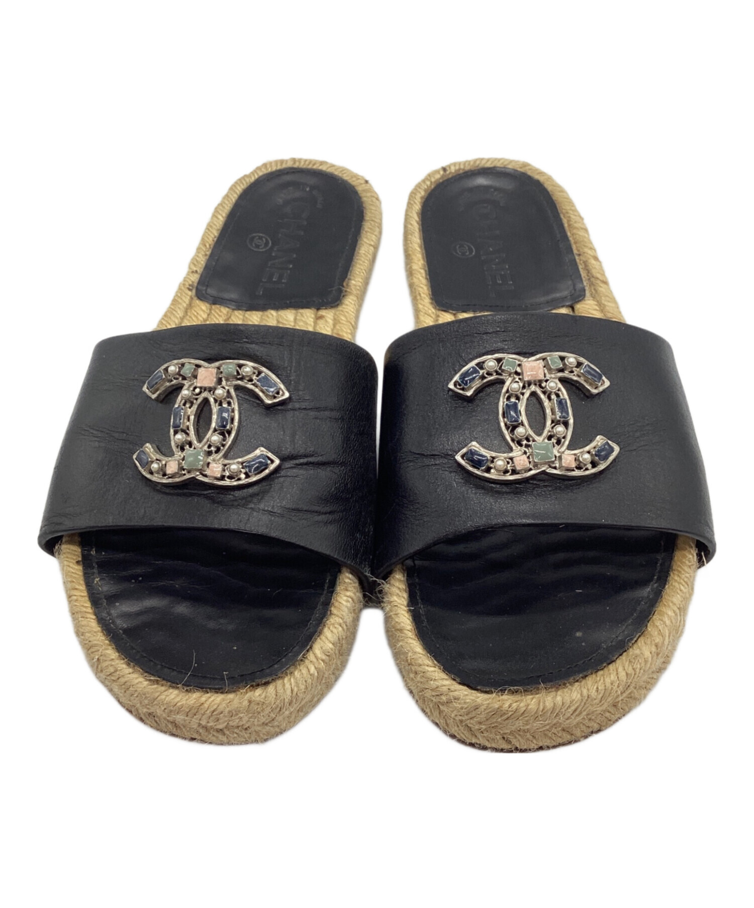 【新品未使用・希少】CHANEL サンダル エスパドリーユ 中古・古着通販】CHANEL (シャネル) エスパドリーユサンダル ブラック