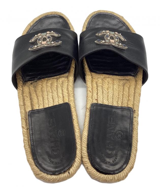 【新品未使用・希少】CHANEL サンダル エスパドリーユ 中古・古着通販】CHANEL (シャネル) エスパドリーユサンダル ブラック