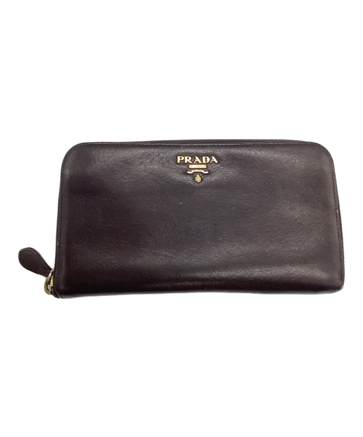 中古・古着通販】PRADA (プラダ) ラウンドファスナー長財布 ブラウン 