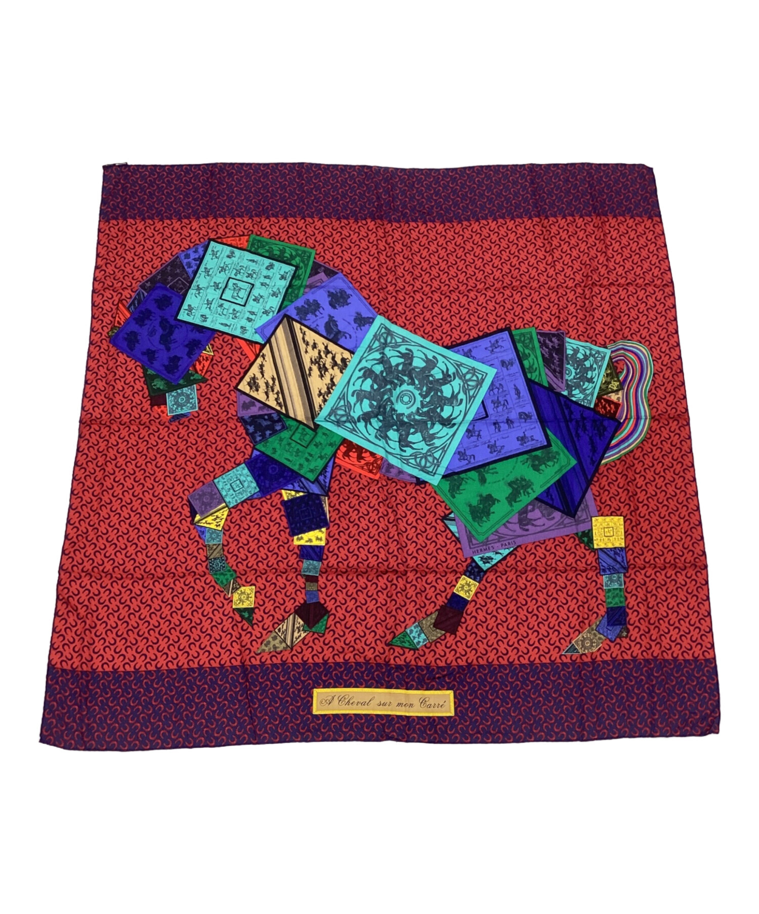 中古・古着通販】HERMES (エルメス) スカーフ ネイビー×レッド