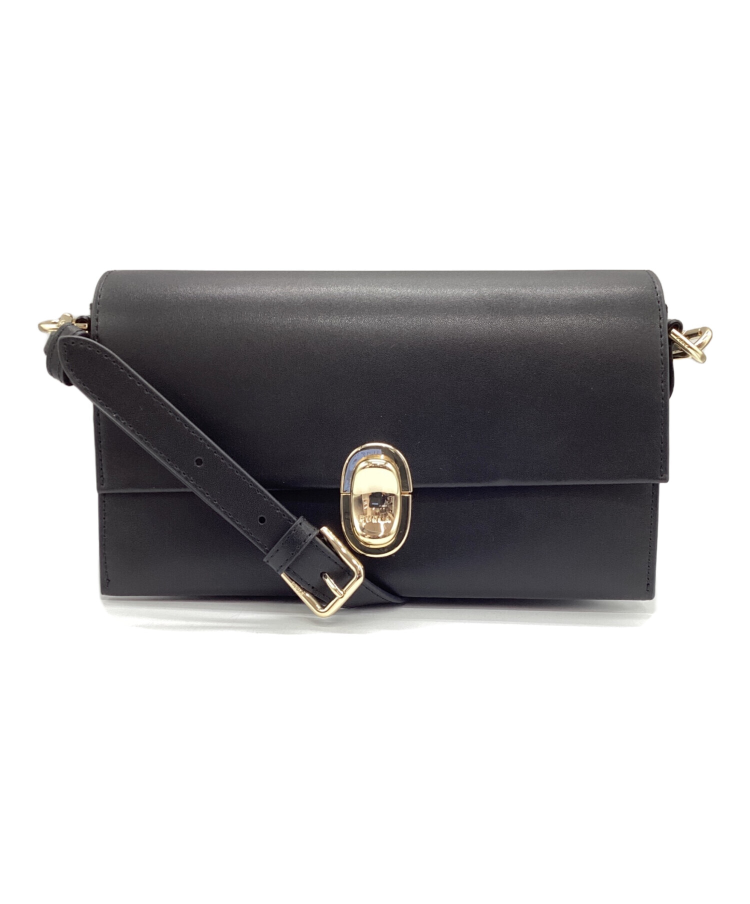 中古・古着通販】FURLA (フルラ) フラップショルダーバッグ ブラック