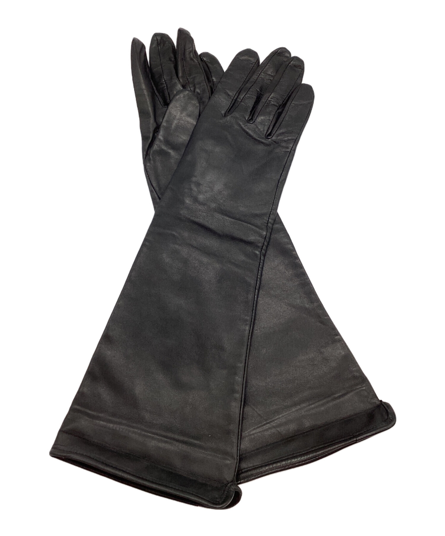 Chloe（クロエ）レザーロンググローブ / ブラック　20cm美品 中古・古着通販】Chloe (クロエ) レザーグローブ ブラック サイズ:21cm