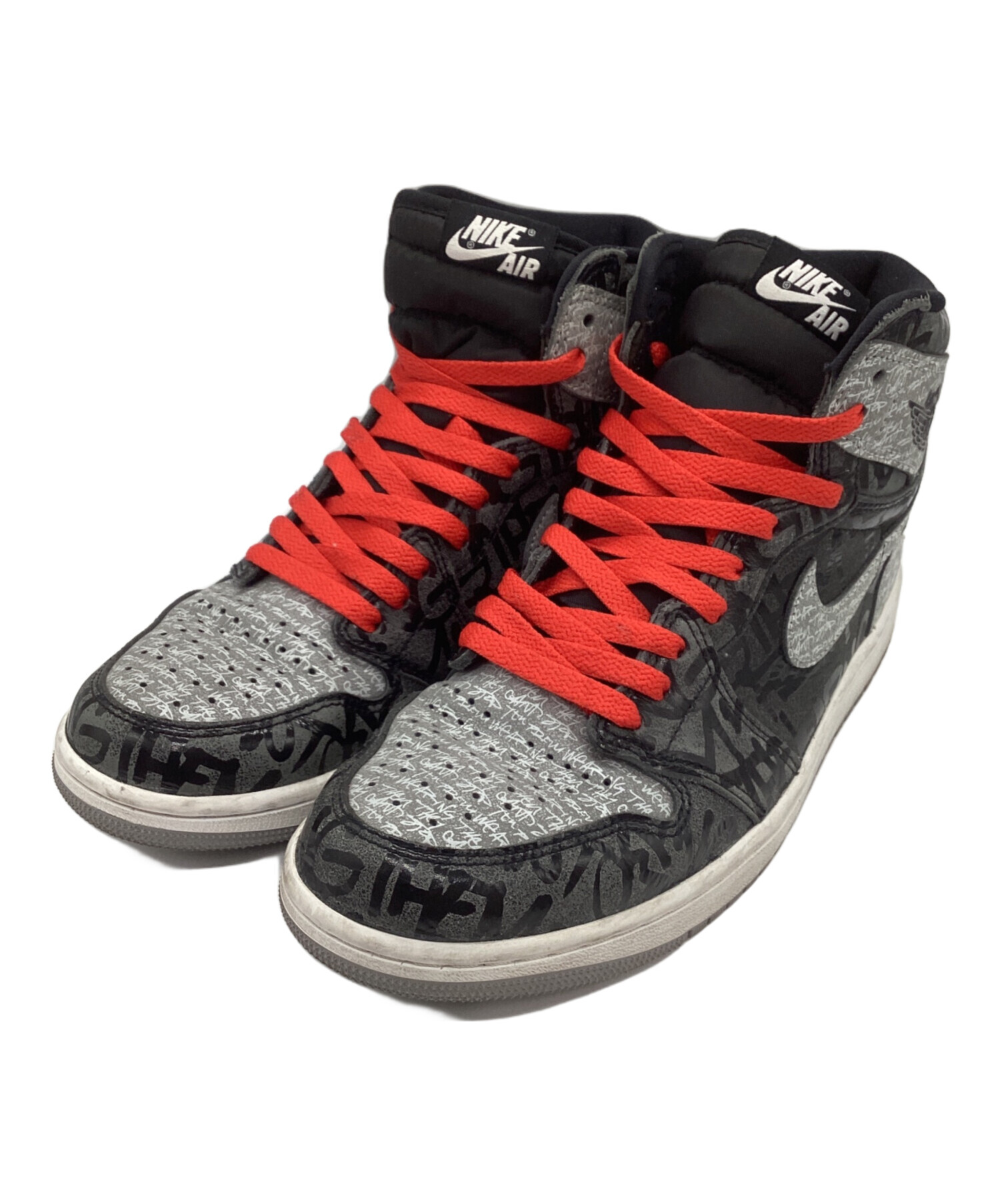 中古・古着通販】NIKE (ナイキ) ハイカットスニーカー ブラック×グレー 