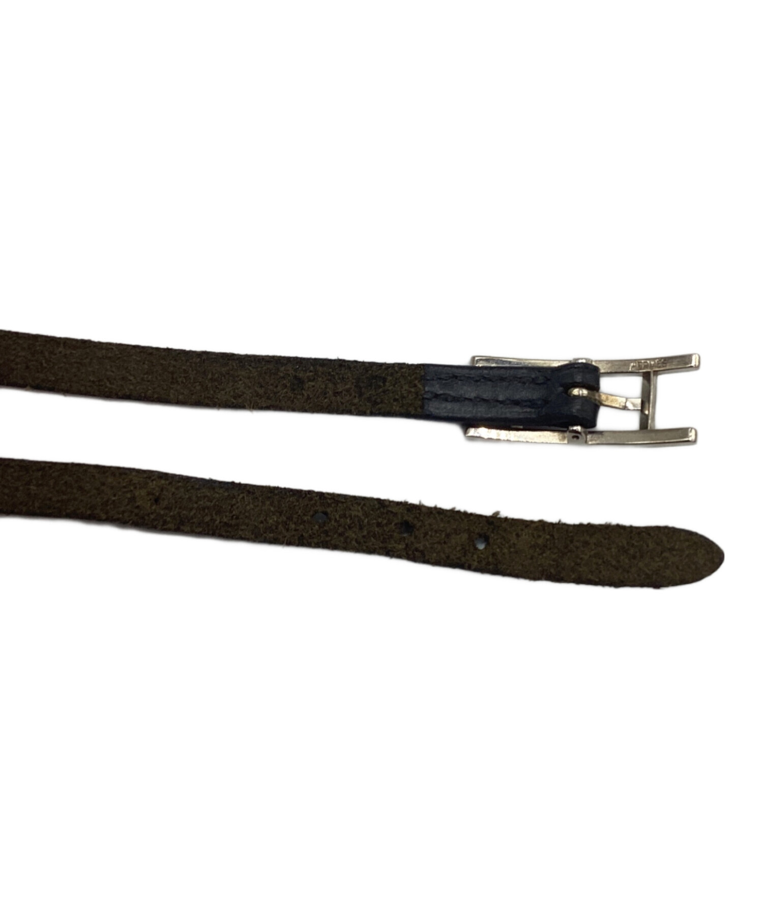 中古・古着通販】HERMES (エルメス) レザーブレスレット シルバー 