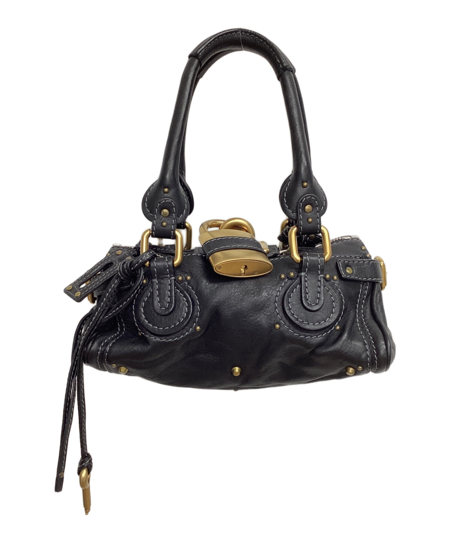 Chloé ブラック ハンドバッグ ロゴ入り 中古品 中古・古着通販】Chloe (クロエ) ハンドバッグ ブラック｜ブランド