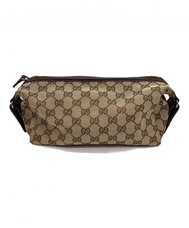 GUCCI GGキャンバスポーチ ベージュ/ブラウン　ほぼ未使用 中古・古着通販】GUCCI (グッチ) GGキャンバスポーチ ブラウン