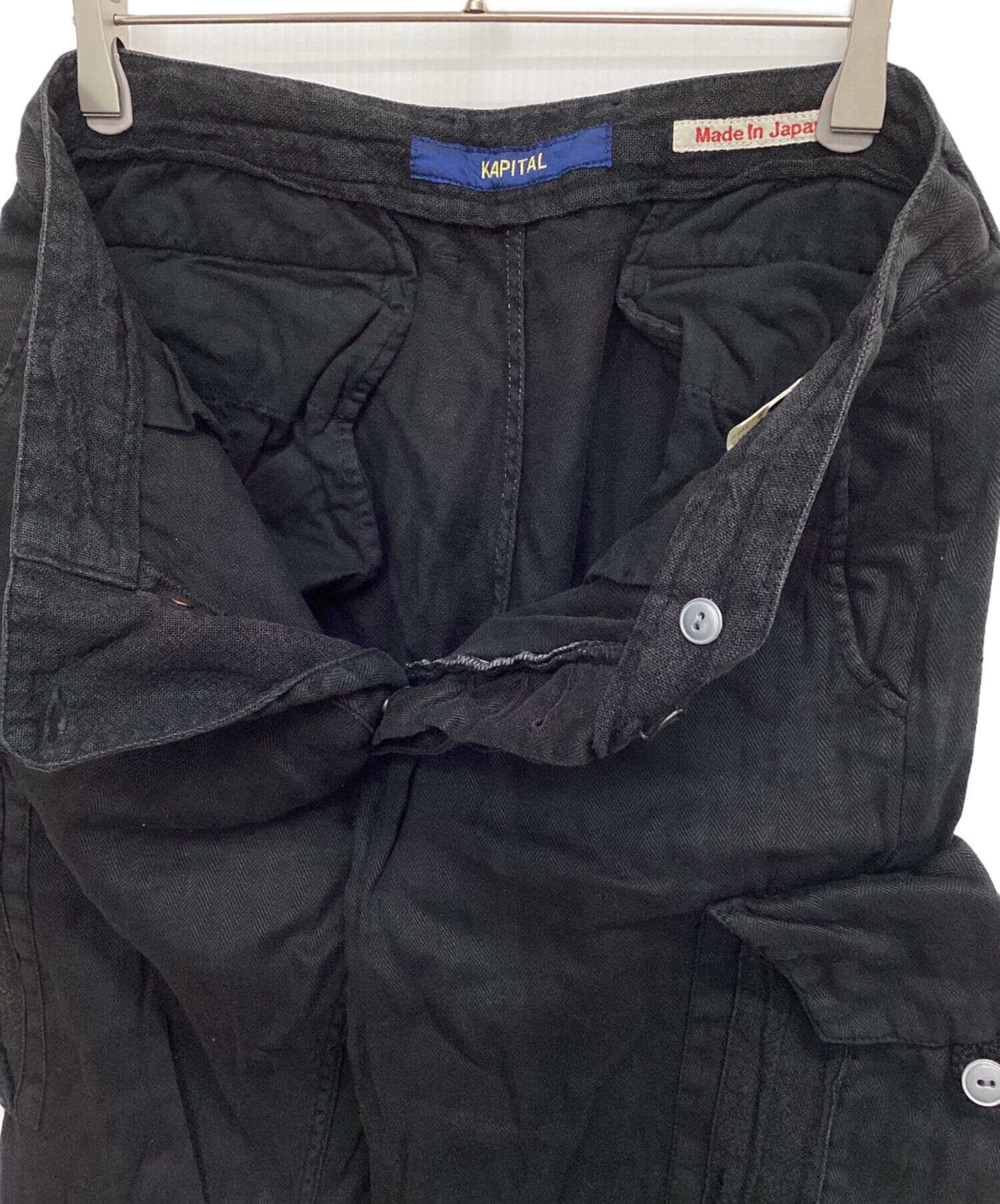 中古・古着通販】KAPITAL (キャピタル) リネン混カーゴパンツ ブラック
