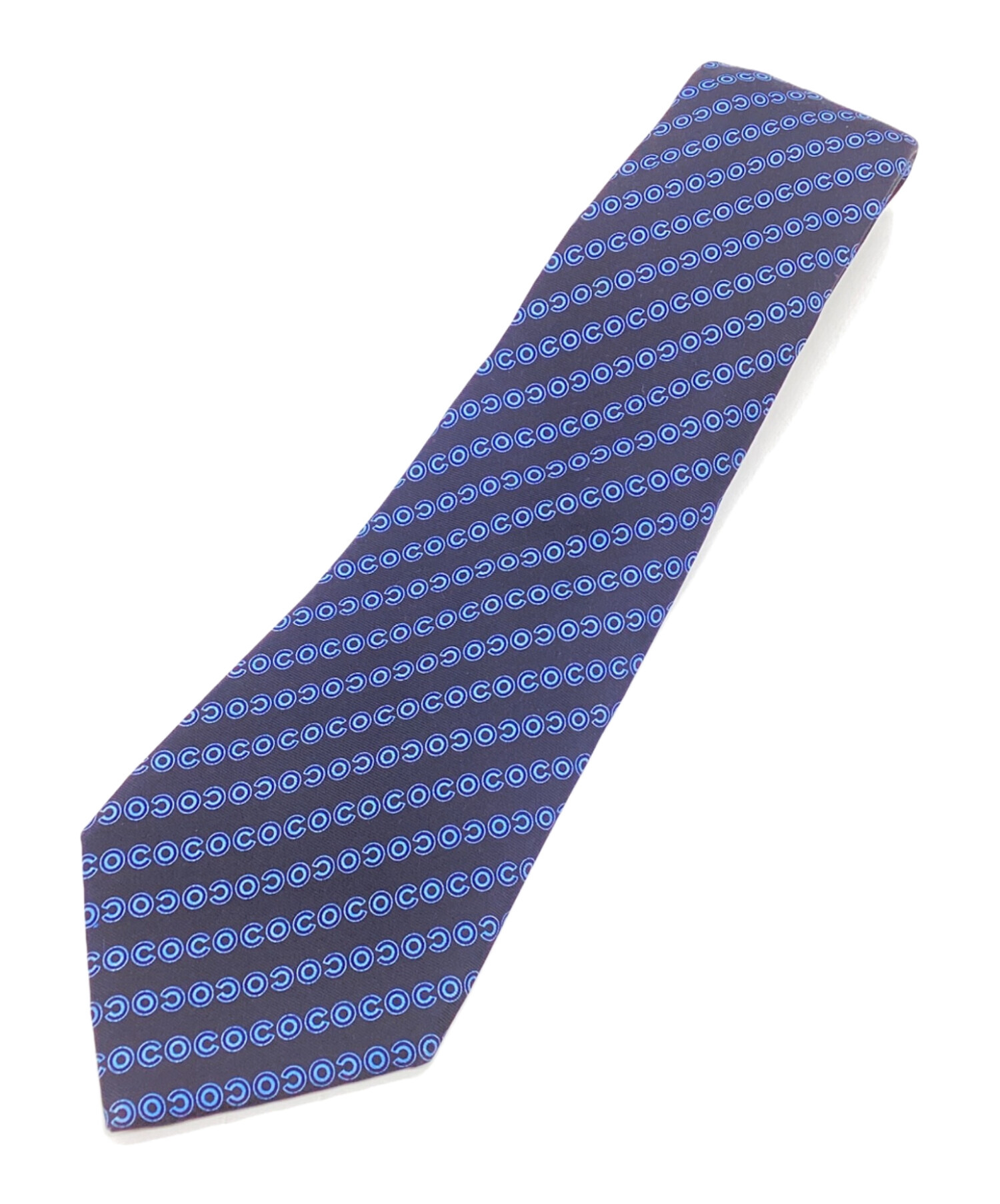 【未使用品】CHANEL ネイビー シルク ネクタイ アンカー柄 中古・古着通販】CHANEL (シャネル) ネクタイ スカイブルー×ネイビー