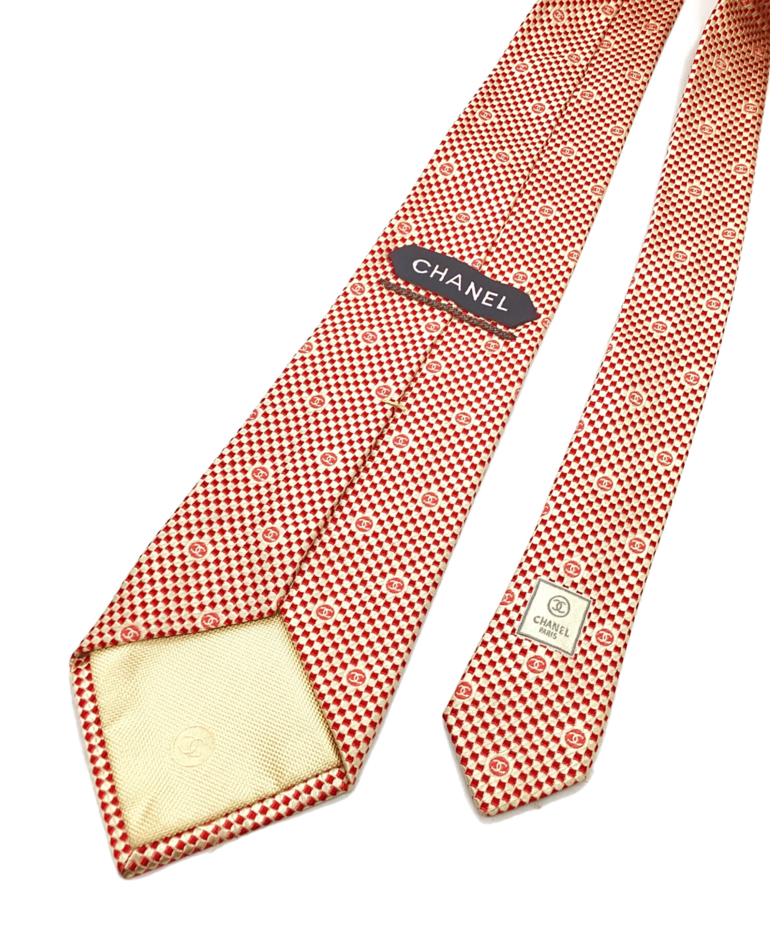 中古・古着通販】CHANEL (シャネル) ネクタイ レッド×ベージュ サイズ