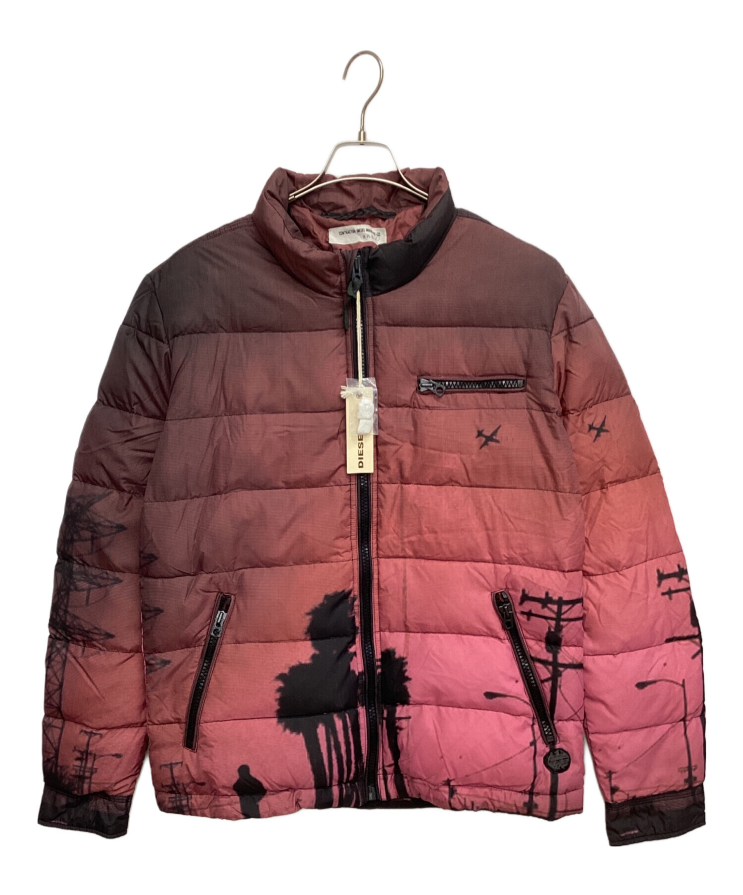 中古・古着通販】DIESEL (ディーゼル) 中綿ジャケット ブラック×ピンク 