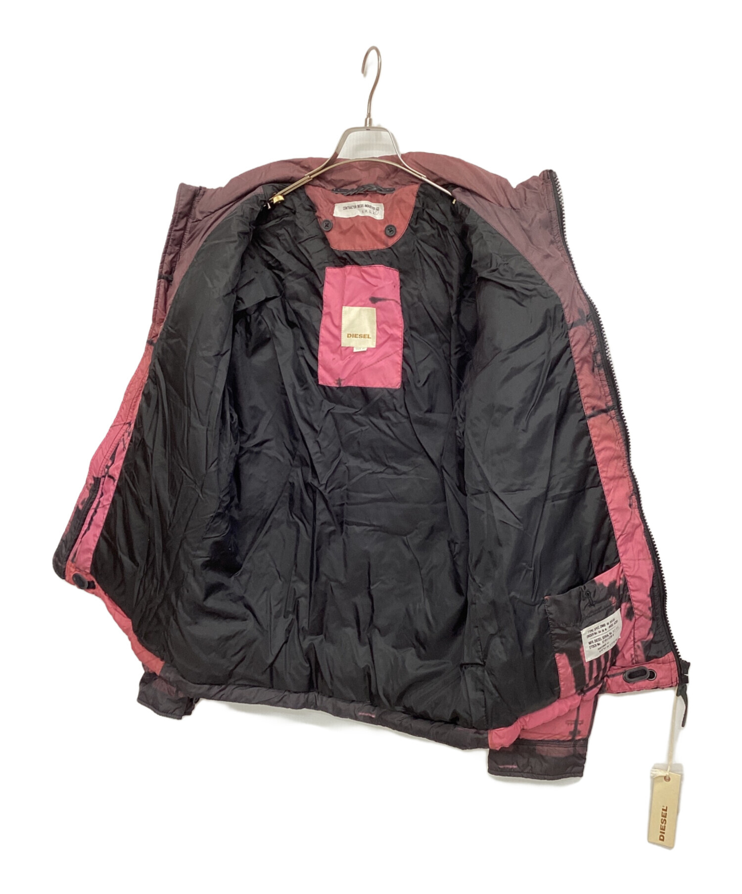 中古・古着通販】DIESEL (ディーゼル) 中綿ジャケット ブラック×ピンク 