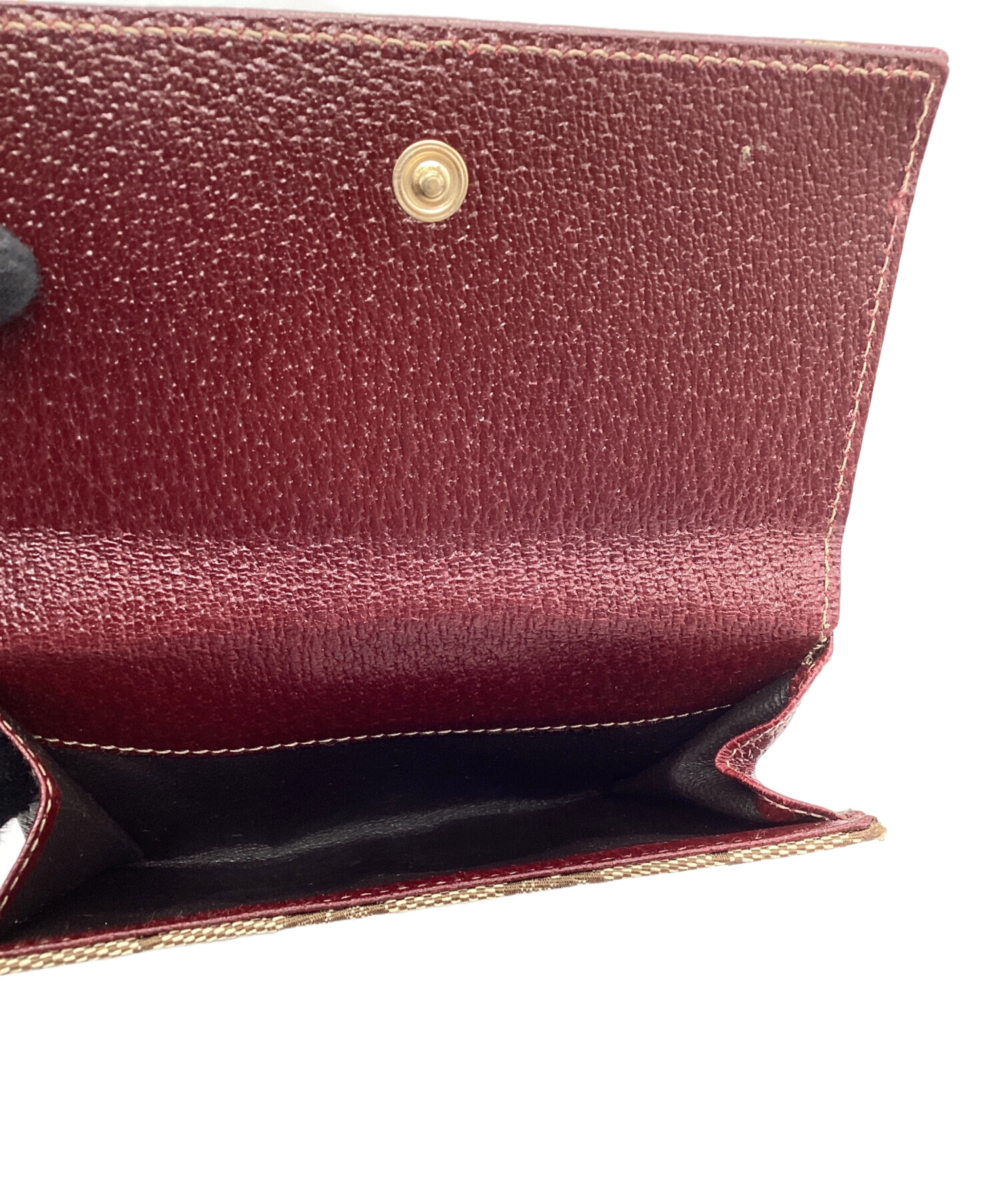 中古・古着通販】GUCCI (グッチ) 2つ折り財布 ベージュ×ワインレッド