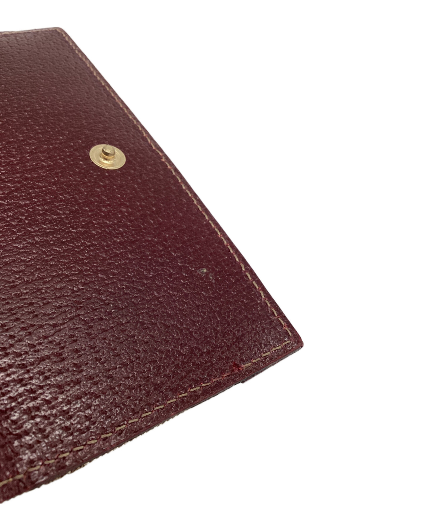 中古・古着通販】GUCCI (グッチ) 2つ折り財布 ベージュ×ワインレッド