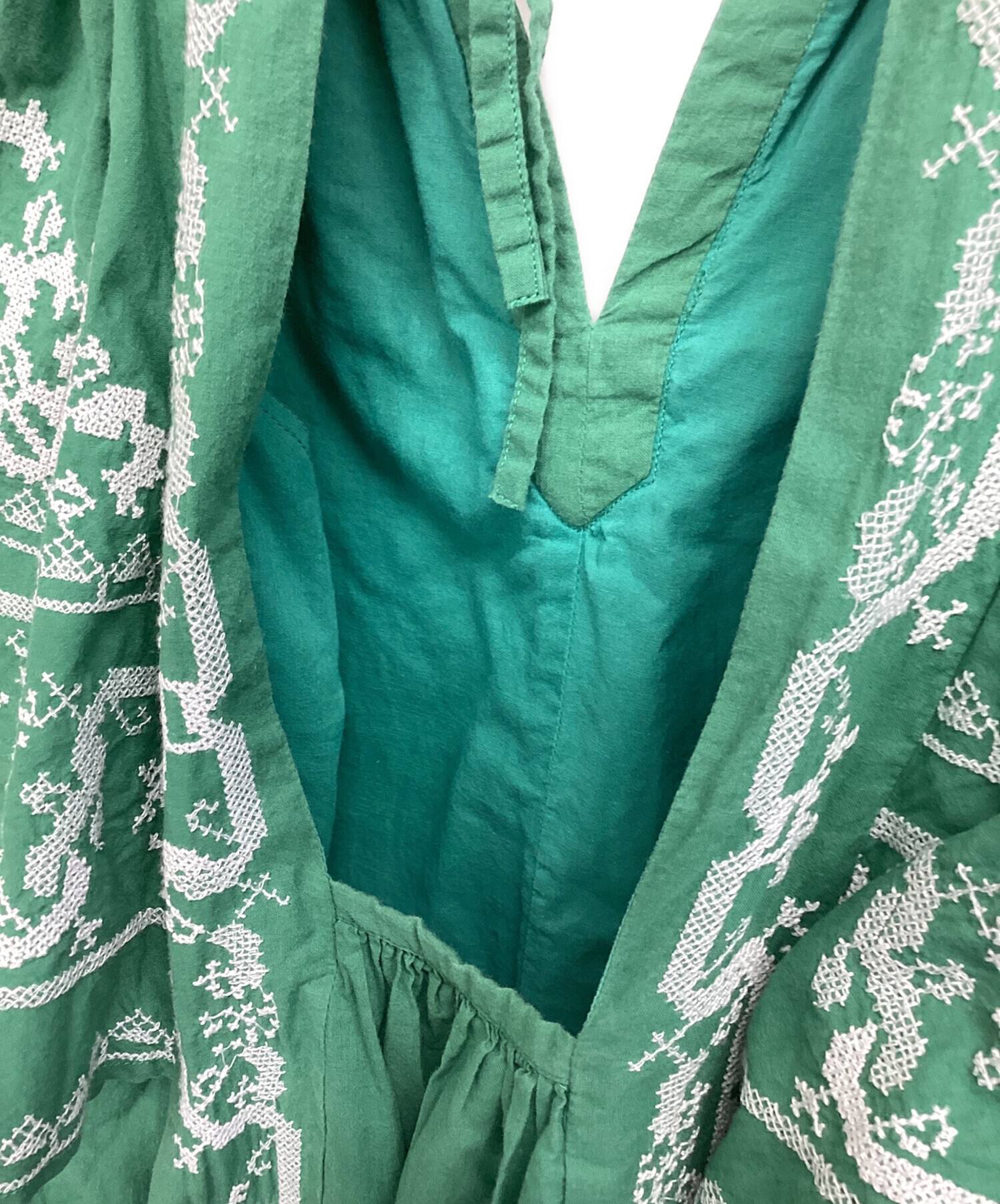 中古・古着通販】sara mallika (サラマリカ) 半袖ワンピース グリーン 