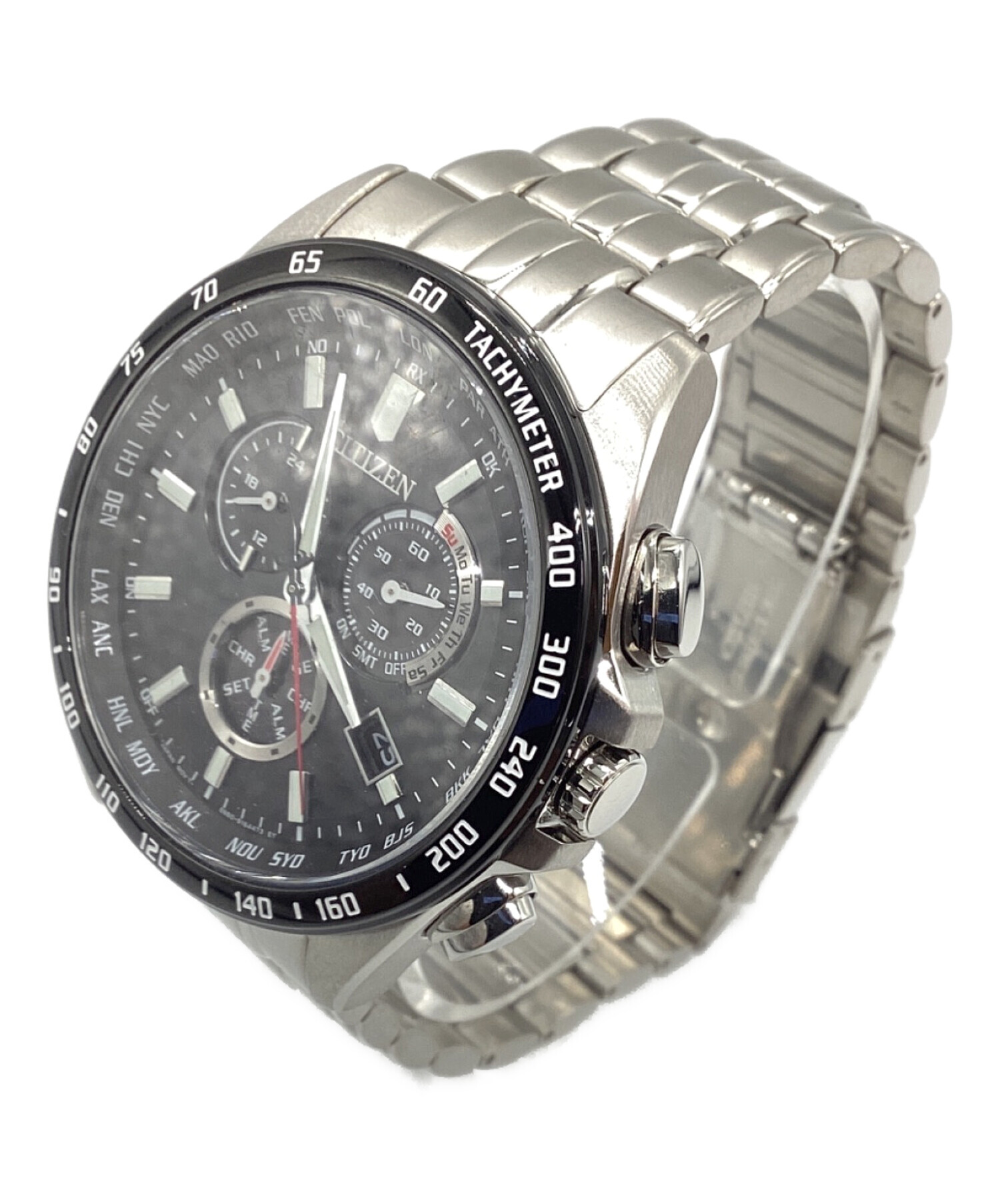中古・古着通販】CITIZEN (シチズン) クロノグラフ ブラック×シルバー