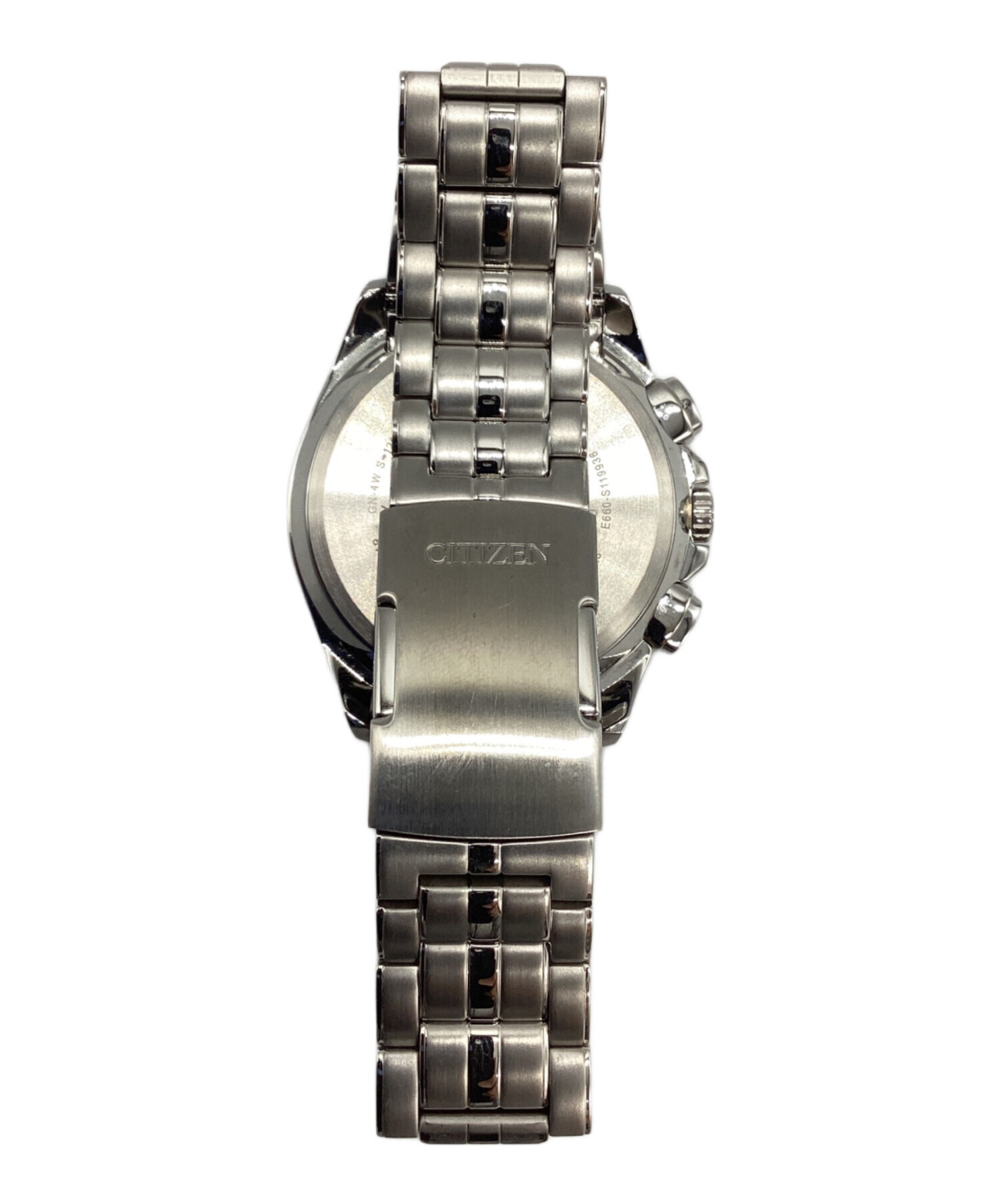 CITIZEN クロノグラフ 腕時計 シルバー 中古・古着通販】CITIZEN (シチズン) クロノグラフ ブラック×シルバー