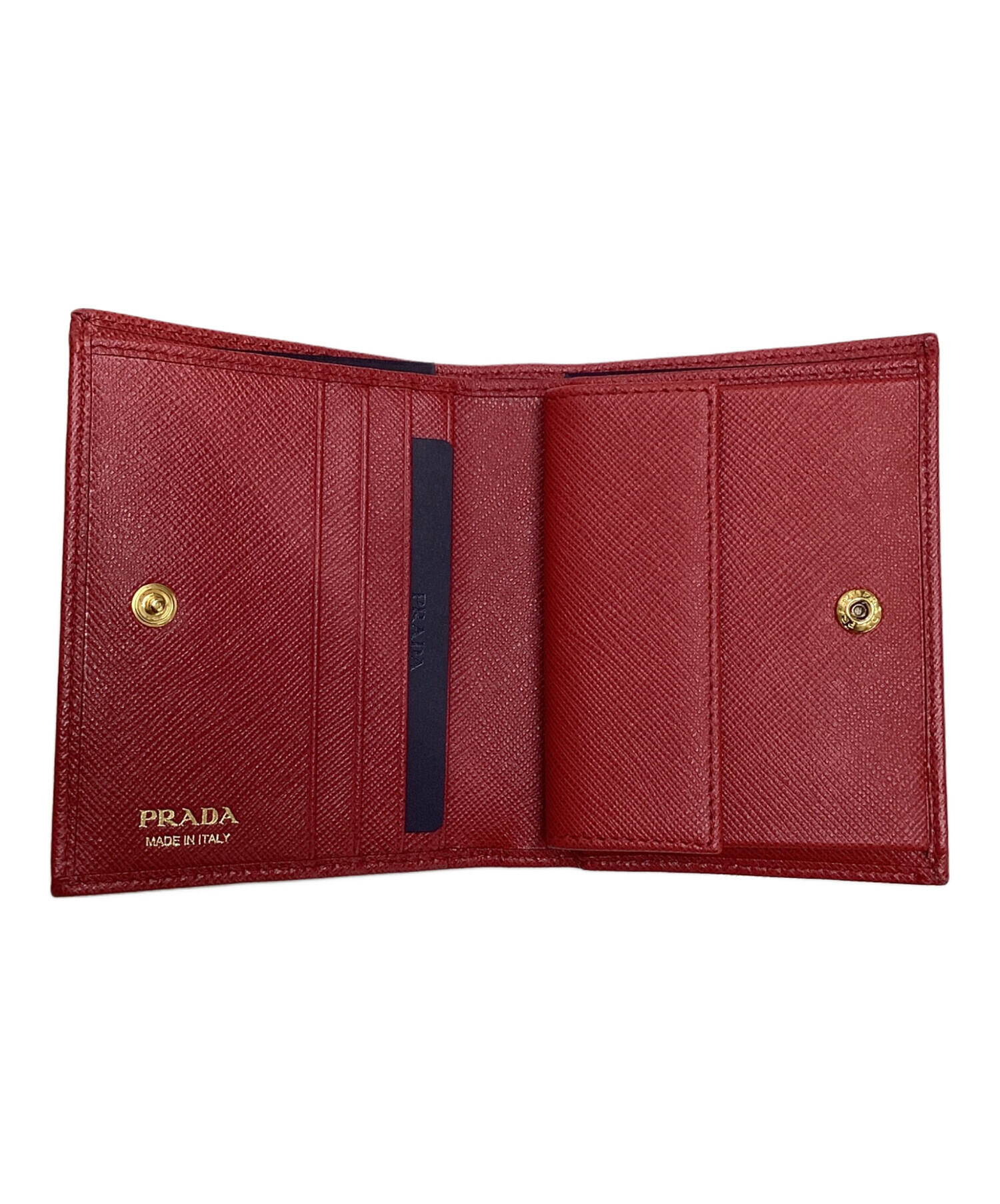 PRADA プラダ　二つ折り　財布　赤　レッド 中古・古着通販】PRADA (プラダ) 2つ折り財布 レッド｜ブランド・古着