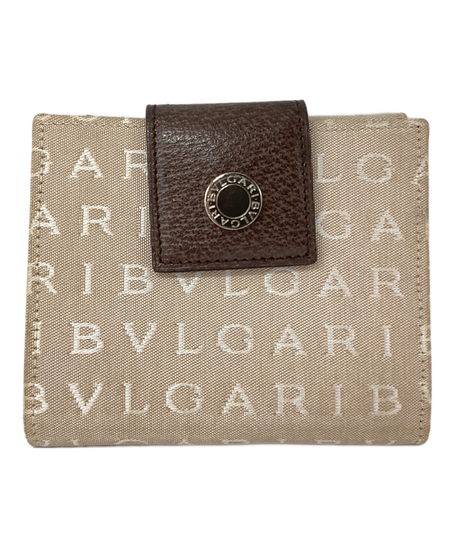 中古・古着通販】BVLGARI (ブルガリ) ロゴマニア 2つ折り財布 ベージュ