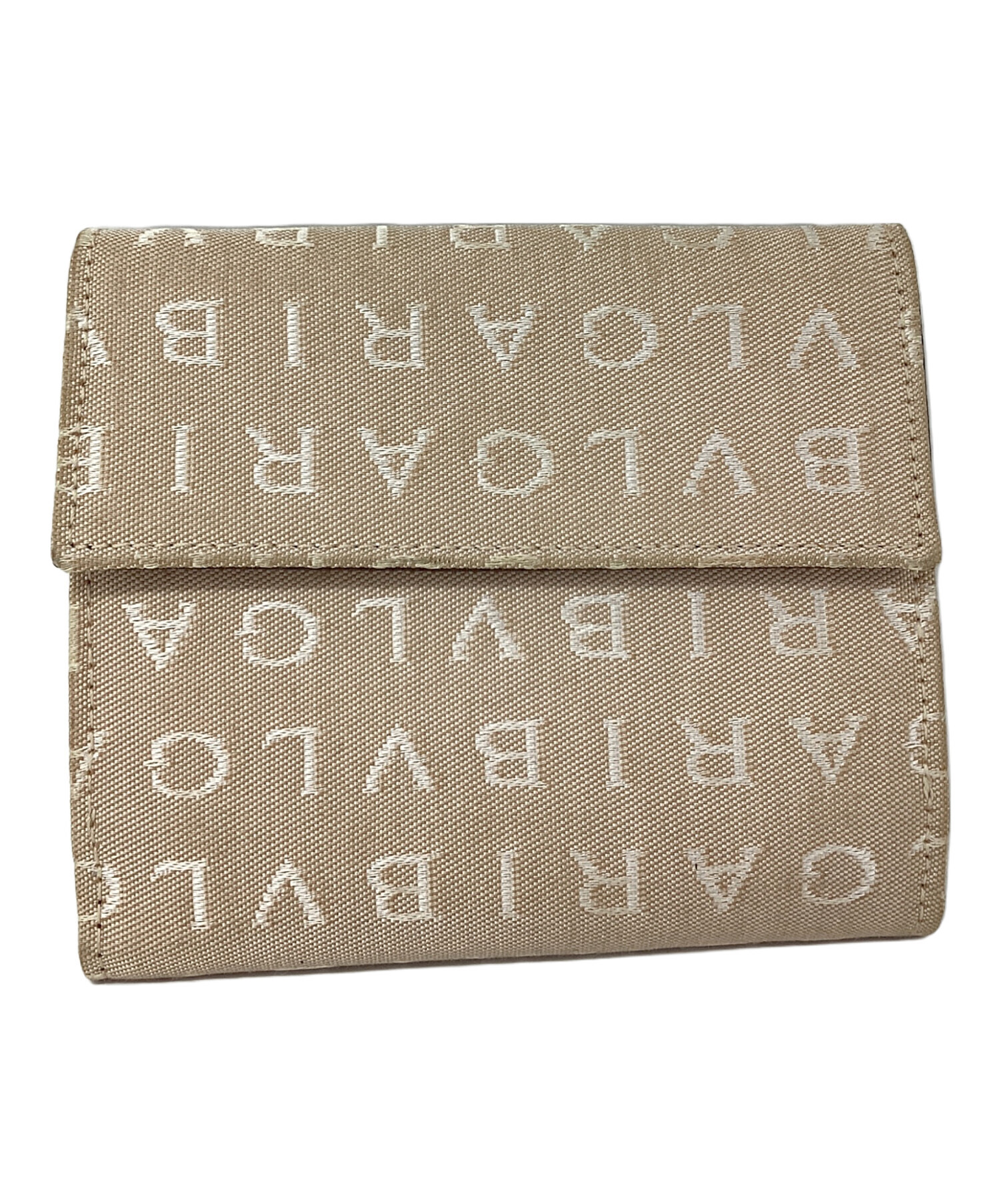 極美品✨BVLGARI ブルガリ ロゴマニア ２つ折り財布 Wホック ベージュ系 中古・古着通販】BVLGARI (ブルガリ) ロゴマニア 2つ折り財布 ベージュ