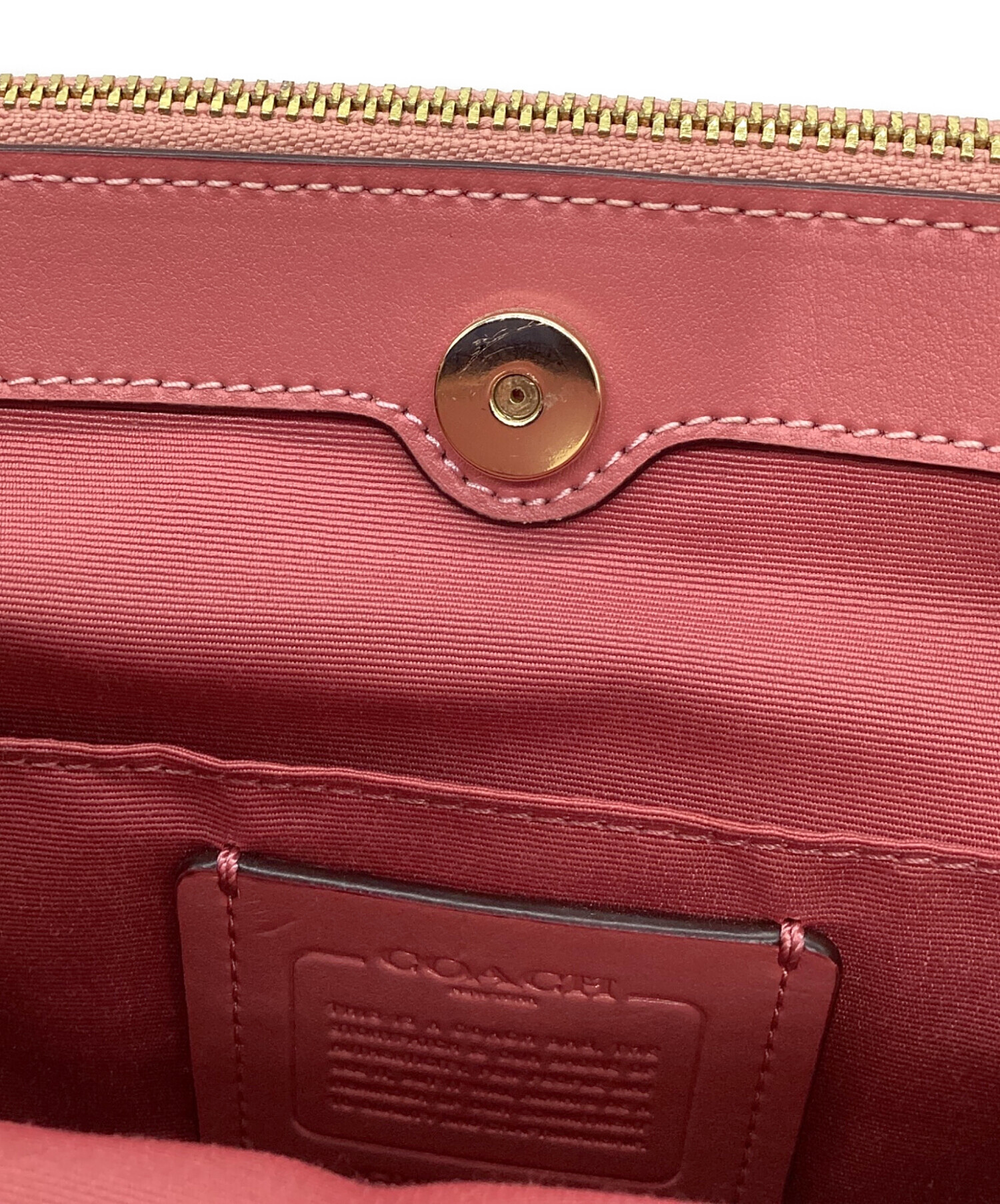 中古・古着通販】COACH (コーチ) トートバッグ ベージュ×ピンク 
