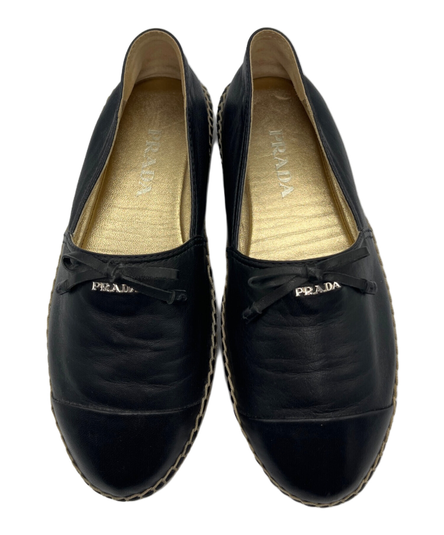 中古・古着通販】PRADA (プラダ) エスパドリーユスリッポン ブラック