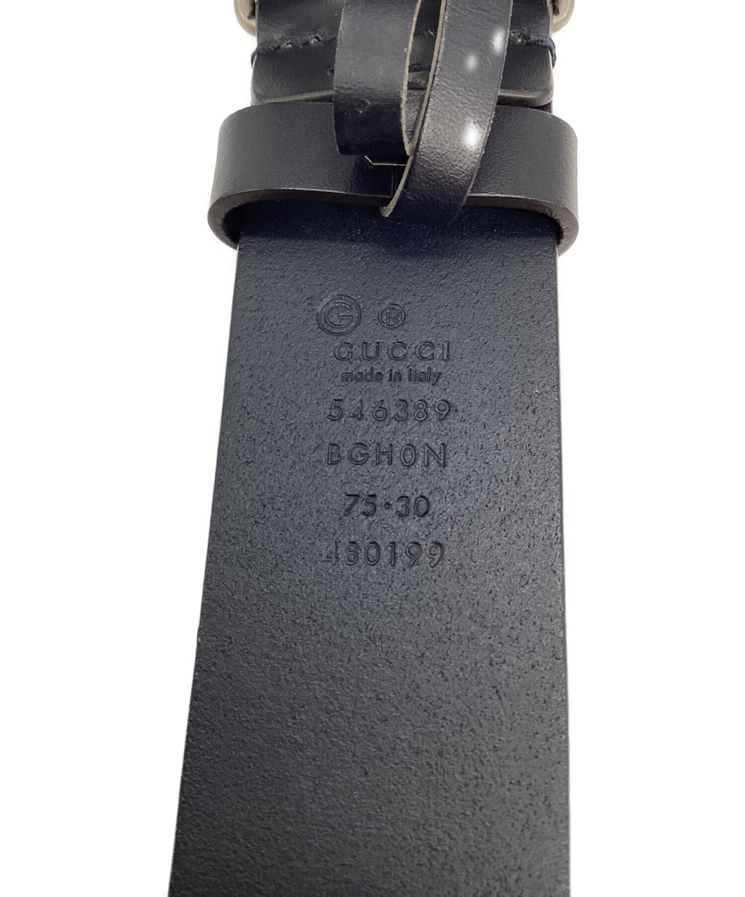 GUCCI グッチ レザー ベルト インターロッキング ブラック 中古・古着通販】GUCCI (グッチ) インターロッキングG レザーベルト