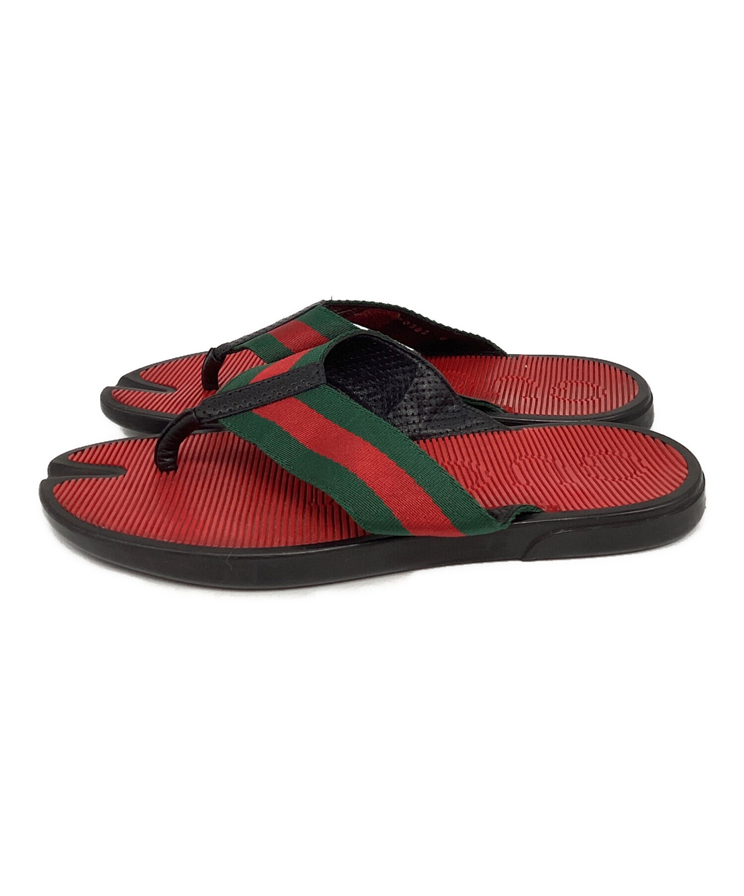 GUCCI メンズ サンダル 赤 レッド 中古・古着通販】GUCCI (グッチ) ビーチサンダル レッド××グリーン