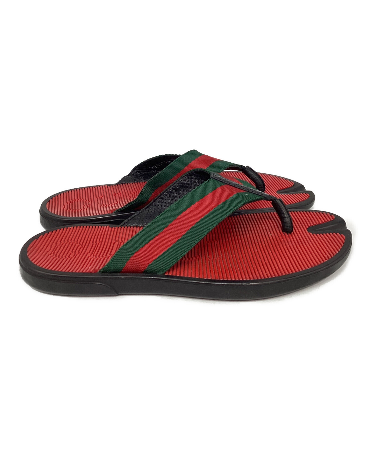 Gucci ビーチサンダル ブラック/グリーン/レッド 中古・古着通販】GUCCI (グッチ) ビーチサンダル レッド××グリーン
