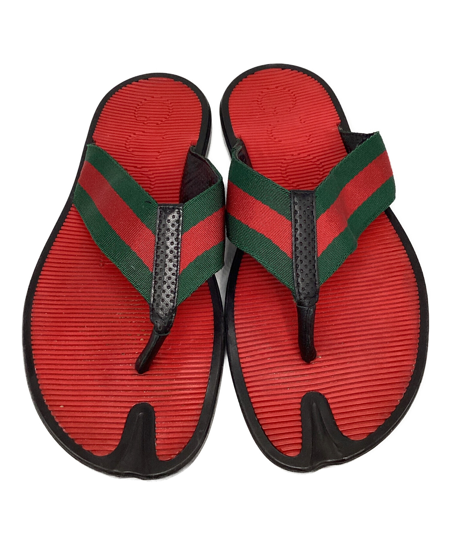 Gucci ビーチサンダル ブラック/グリーン/レッド 中古・古着通販】GUCCI (グッチ) ビーチサンダル レッド××グリーン