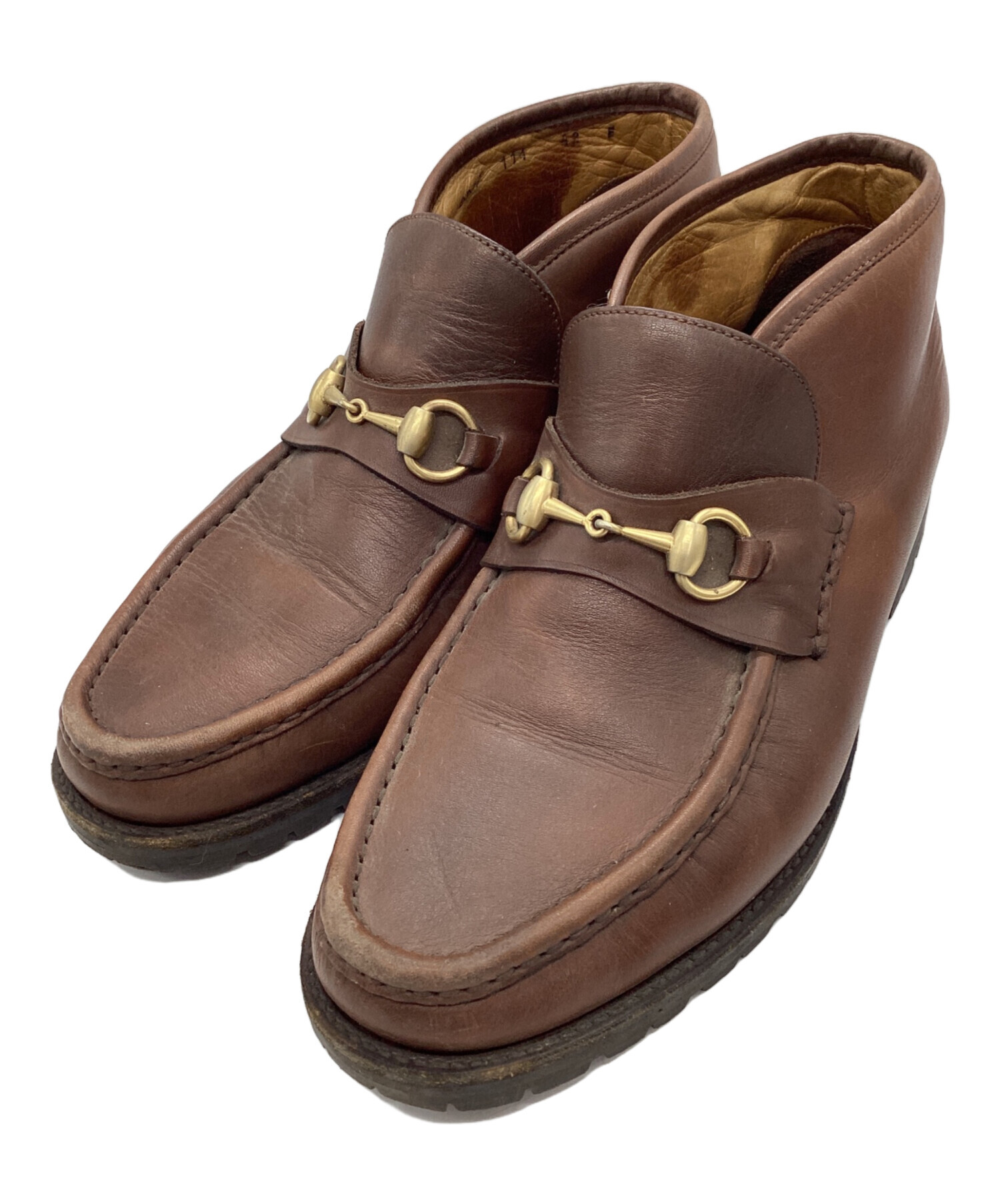 ★値下げ★イタリア製★GUCCI グッチ ホースビット レザー チャッカーブーツ 中古・古着通販】GUCCI (グッチ) ホースビットチャッカブーツ ブラウン
